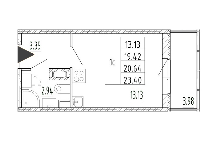 Квартира студия 19.42 м², 9/13 эт., ЖК «Полис Приморский 2»